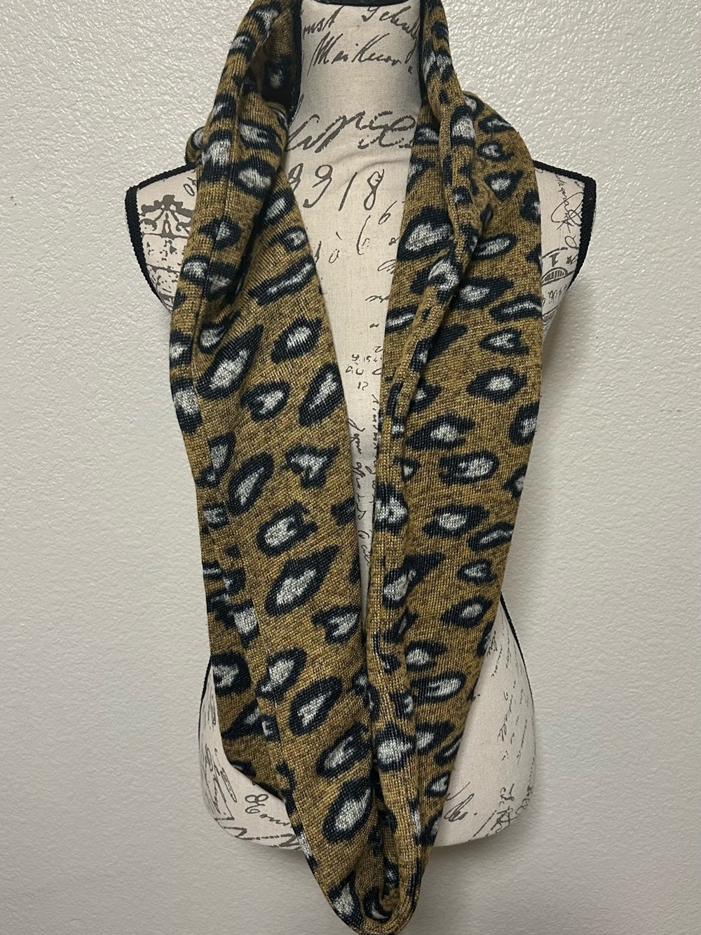 Mustard Leopard Print Infinity Scarf